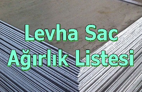 Levha sac ağırlık listesi